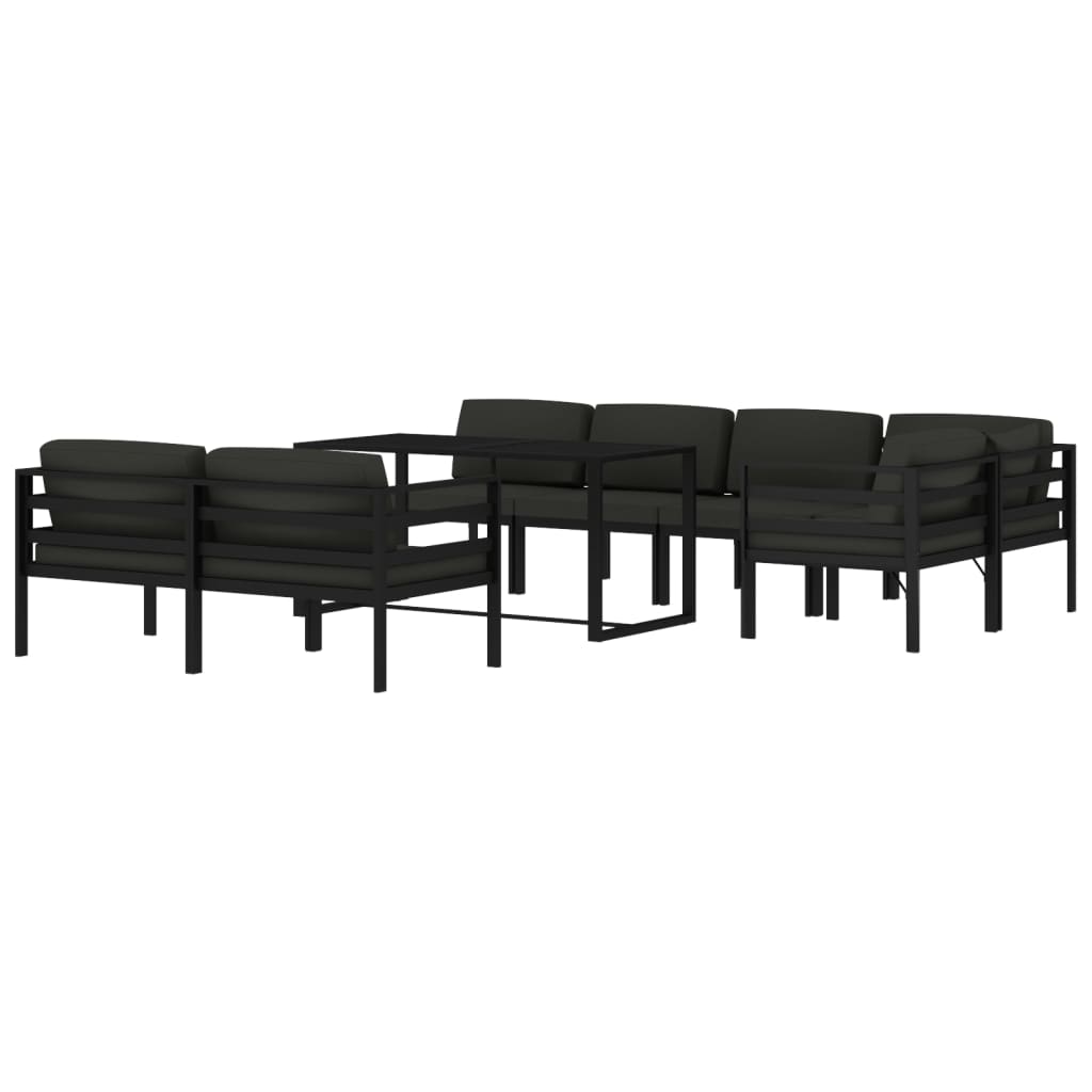 10-tlg. Garten-Lounge-Set mit Kissen Aluminium Anthrazit