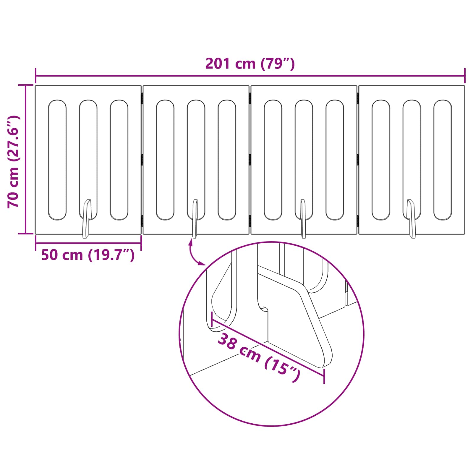 Faltbarer Haustierzaun 2 pcs Weiß 100,5 x 38 x 70 cm