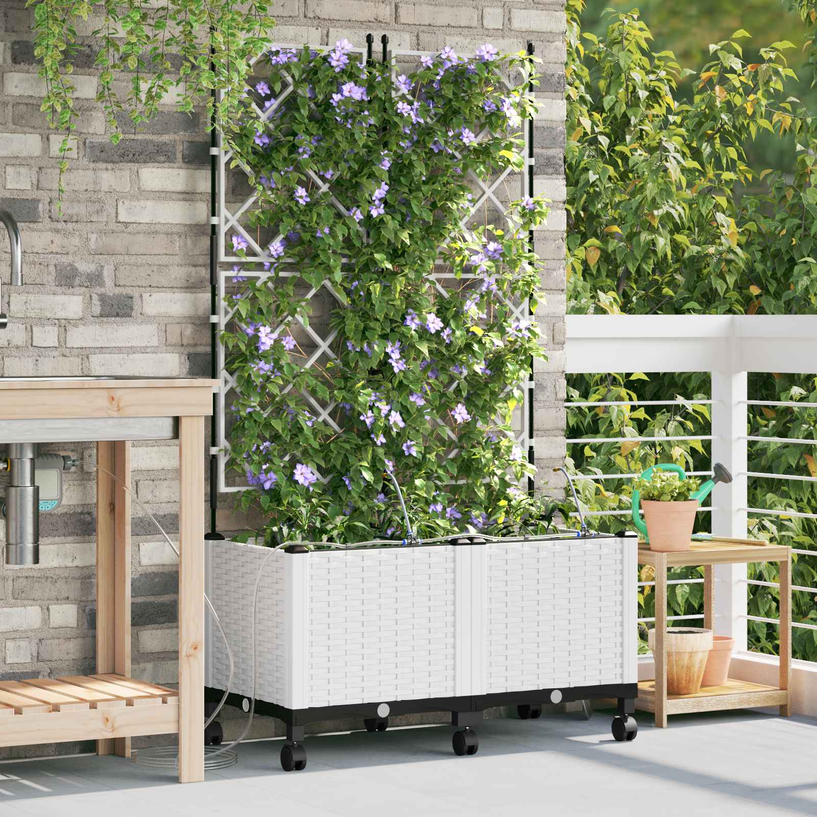 Garten-Pflanzgefäß 4 Stk. Braun 160 x 40 x 22 cm PP