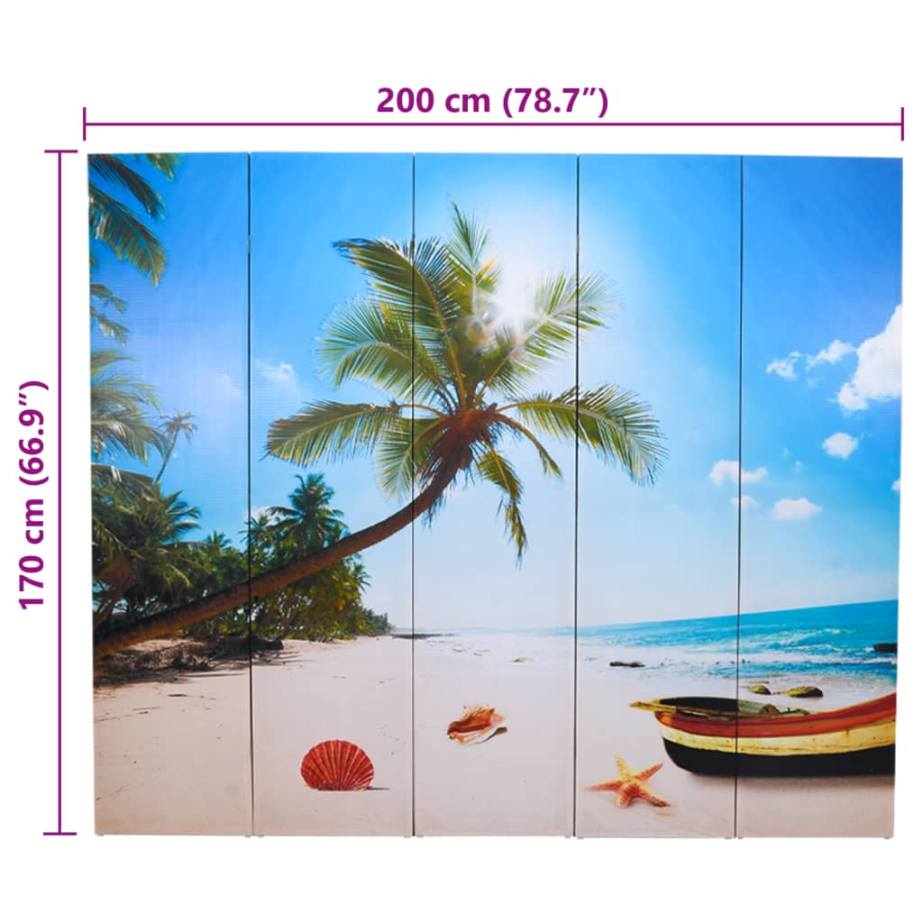 Raumteiler klappbar 120 x 170 cm Strand