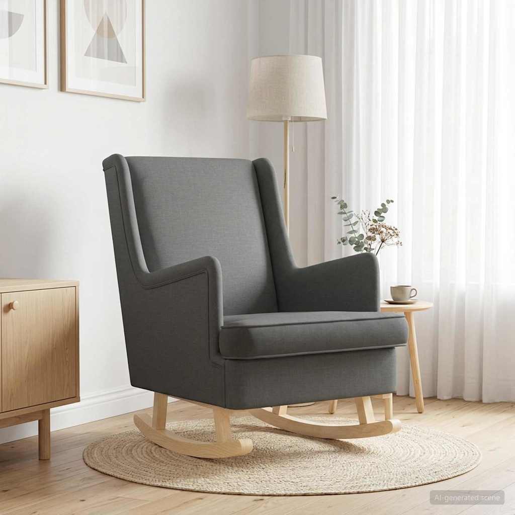 Schaukelstuhl Hellgrau 62 x 80 x 85 cm Stoff