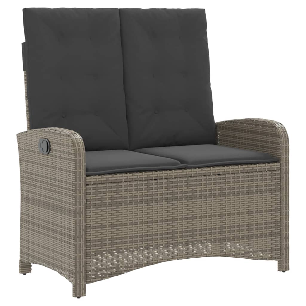 Gartenbank Verstellbar mit Kissen Schwarz Poly Rattan