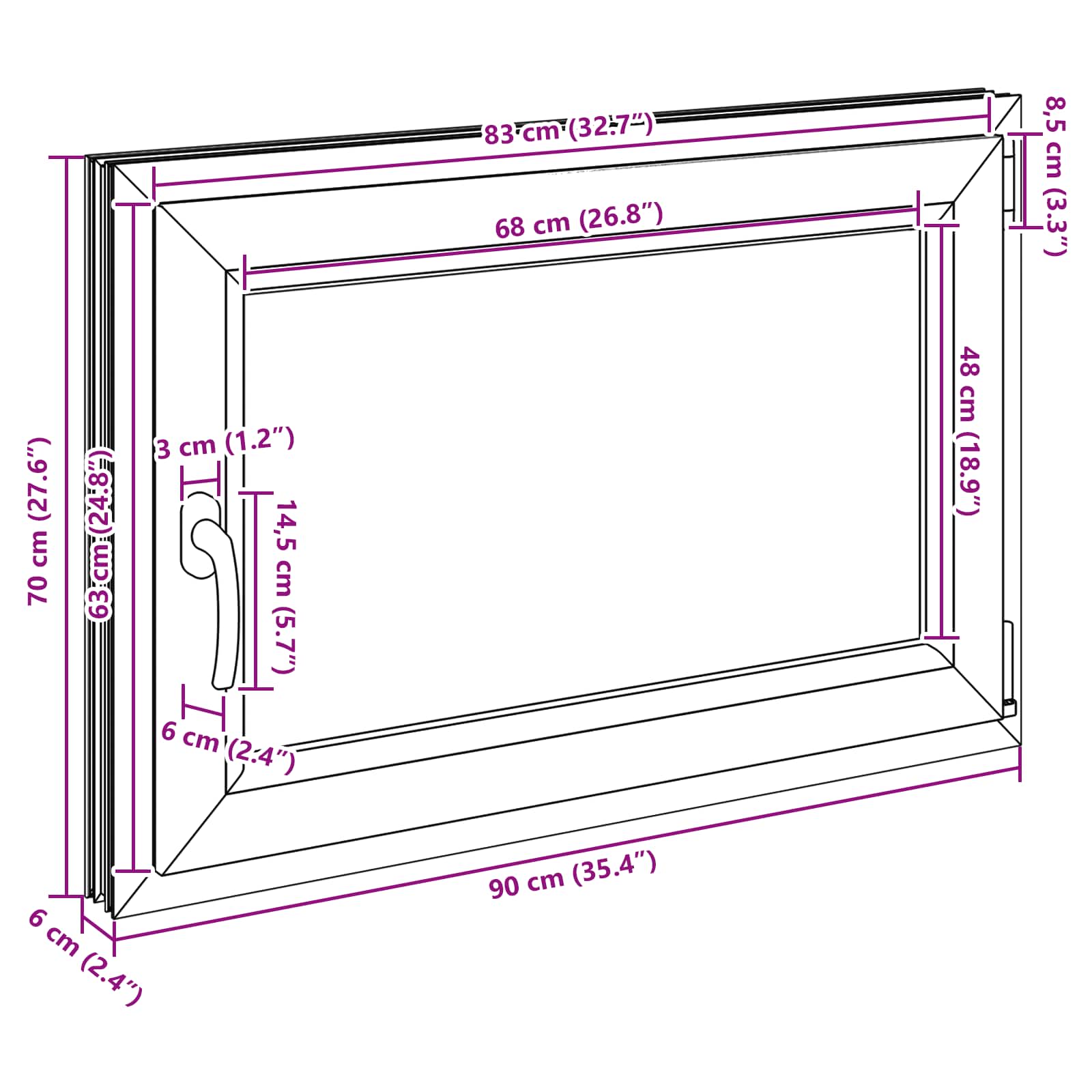 Kellerfenster RISOR 50 x 50 cm PVC und Glas Weiß