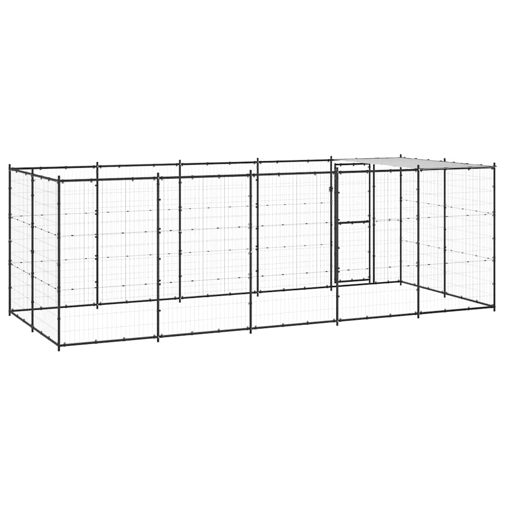 Outdoor-Hundezwinger mit Überdachung Stahl 7,26 m²