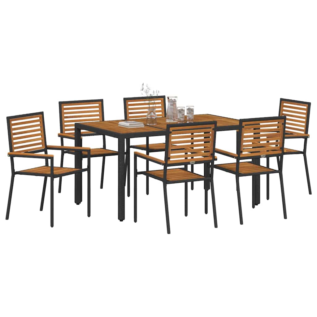 Garten Essgruppe 3 pcs Schwarz und Braun Poly-Rattan