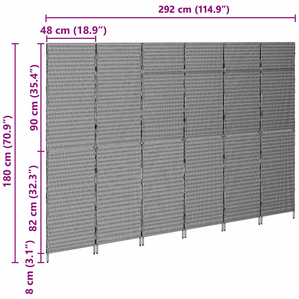 Raumteiler Schwarz 146 x 180 cm Poly-Rattan