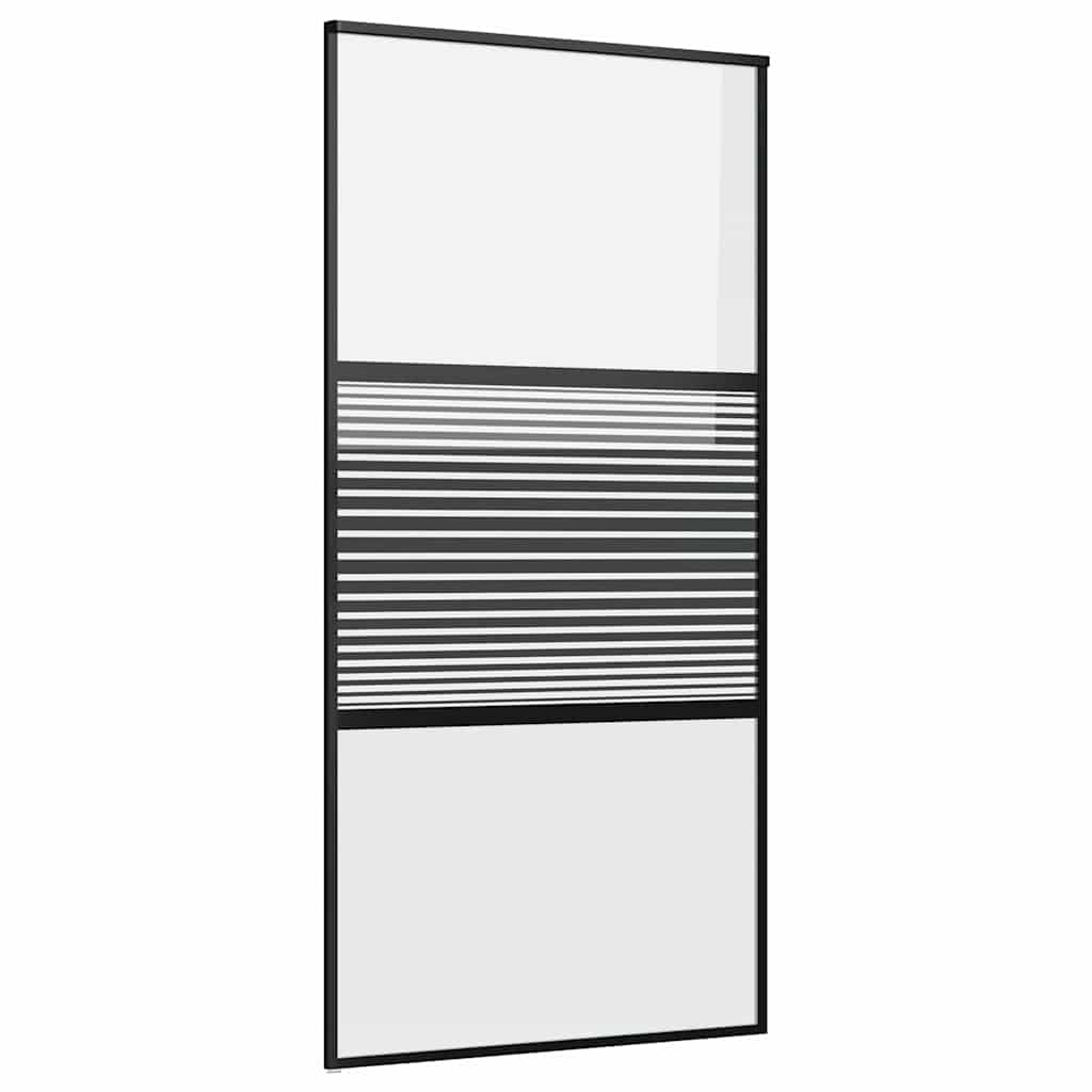 Schiebetür 3-teilig ESG-Glas und Aluminium 76x205 cm Schwarz