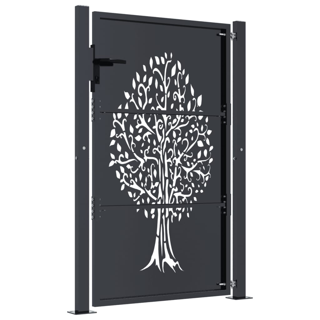 Gartentor Anthrazit 100x75 cm Stahl Baum-Design