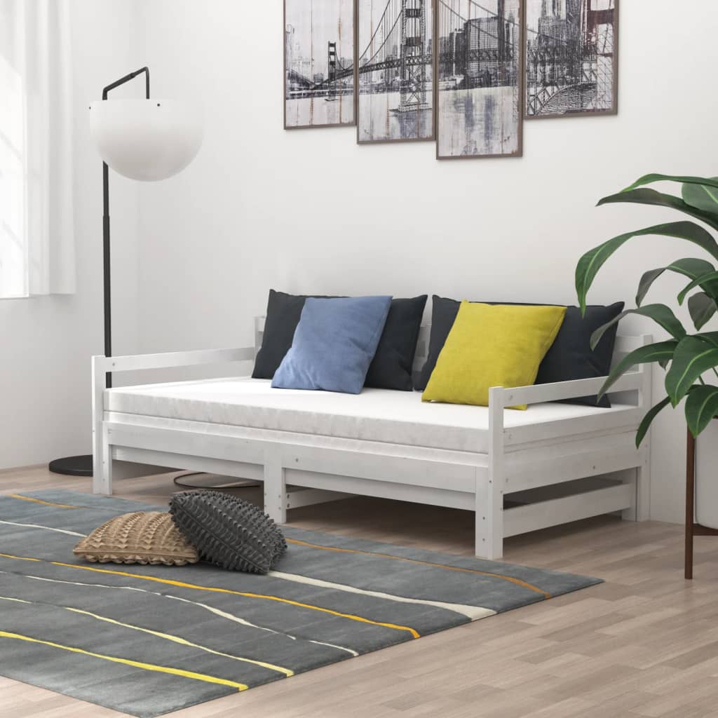 Ausziehbares Tagesbett Grau Massivholz Kiefer 2x(90x200) cm