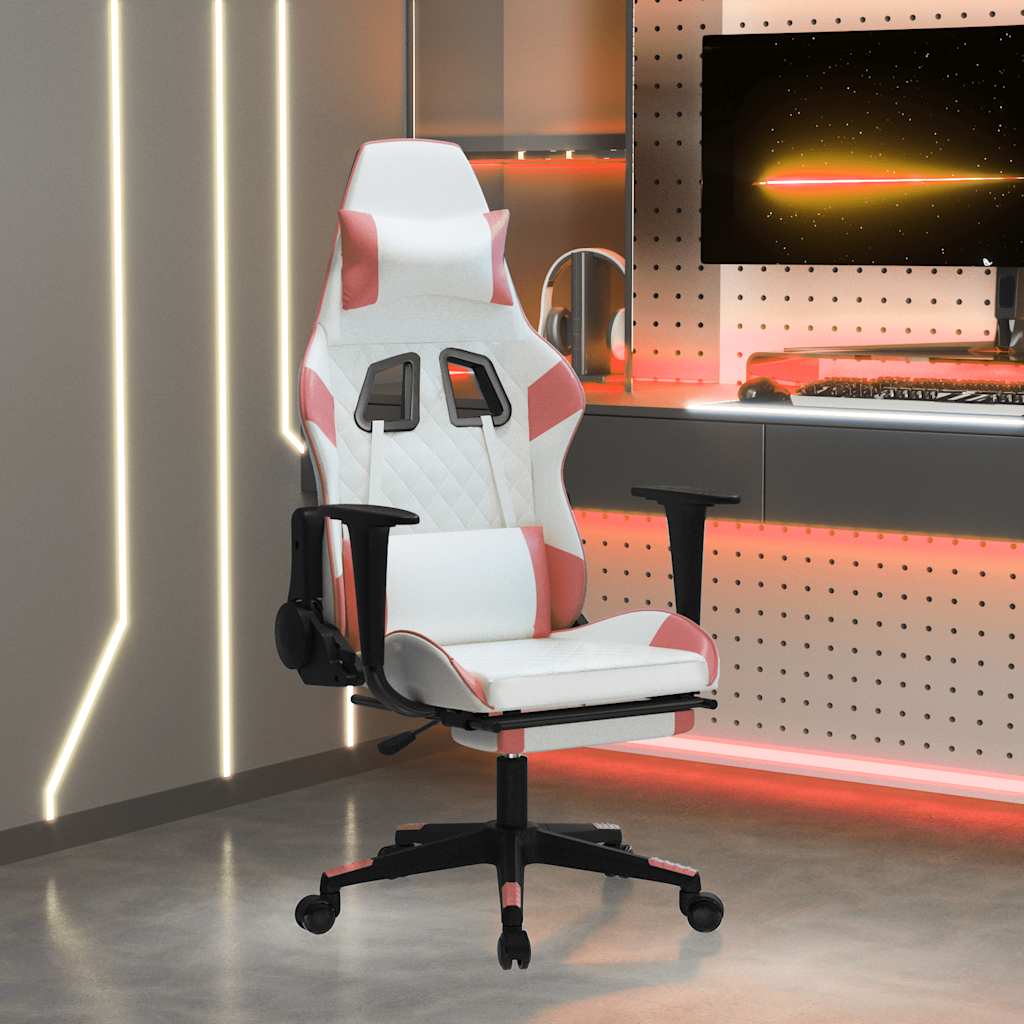 Gaming-Stuhl mit Massagefunktion Schwarz und Blau Kunstleder