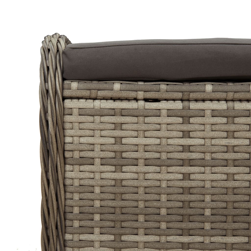 Gartenhocker mit Kissen Schwarz 58x46x46 cm Poly Rattan