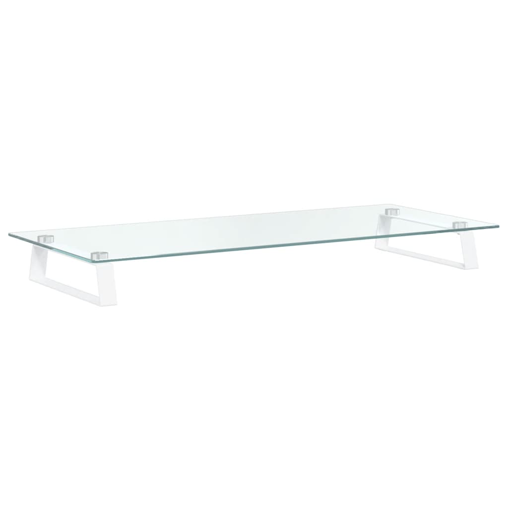 Monitorständer Weiß 60x20x8 cm Hartglas und Metall