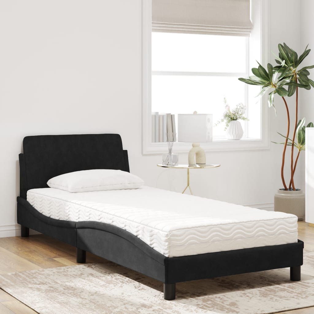 Bett mit Matratze "Dover" Hellgrau 80x200 cm Samt