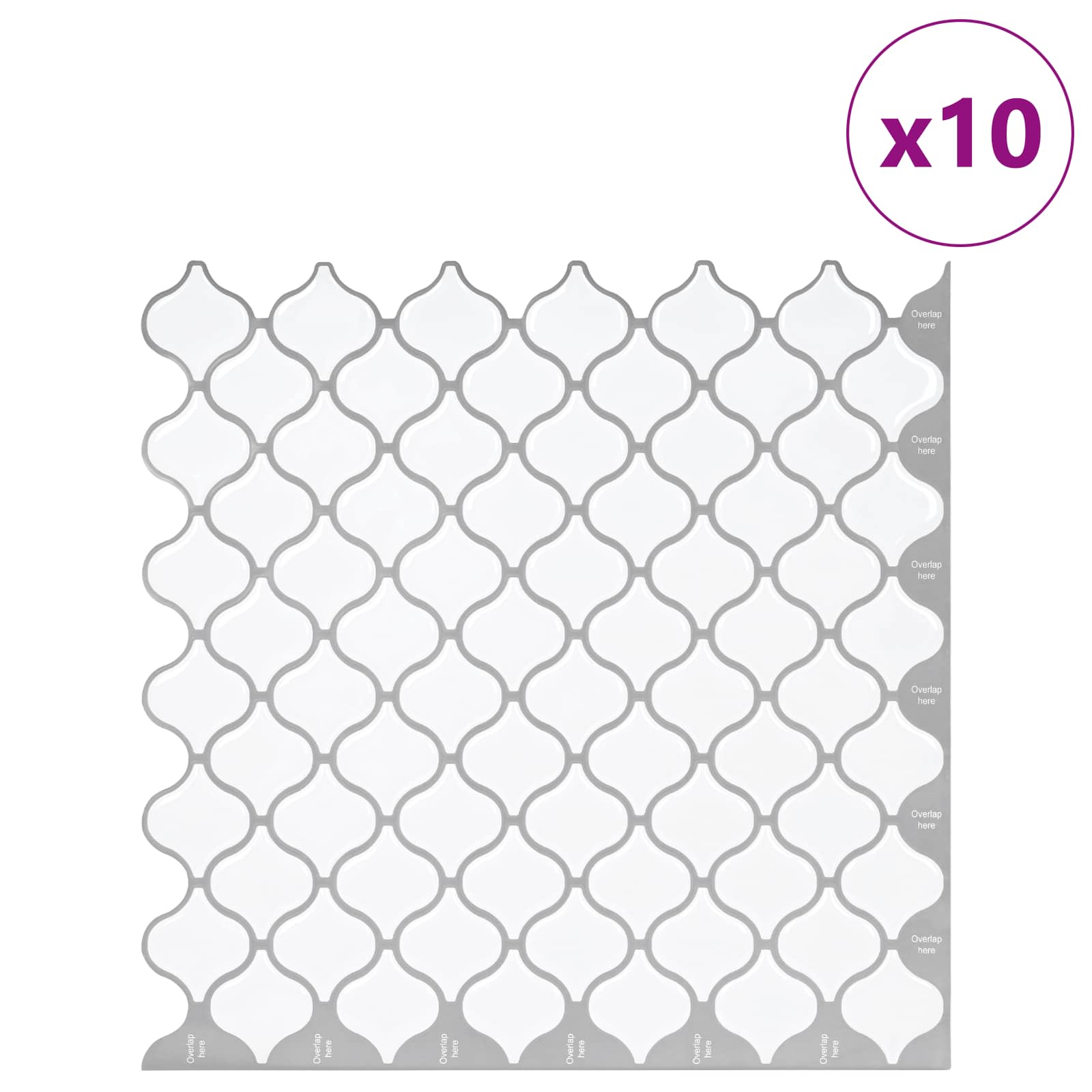 Lanturn Fliese 10 pcs Weiß 27 x 27 cm Polyurethan und PET
