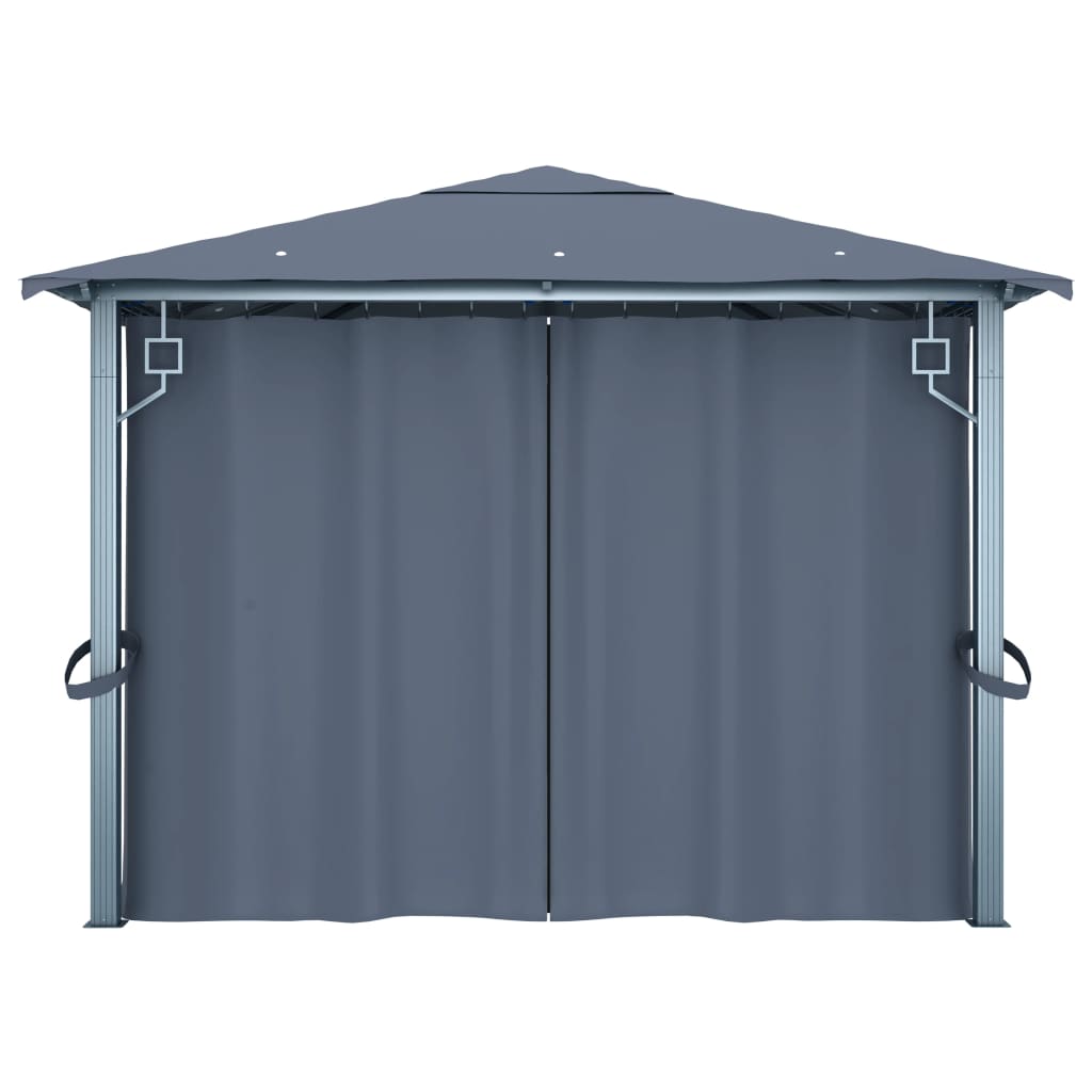 Pavillon mit Vorhang 300x300 cm Taupe Aluminium
