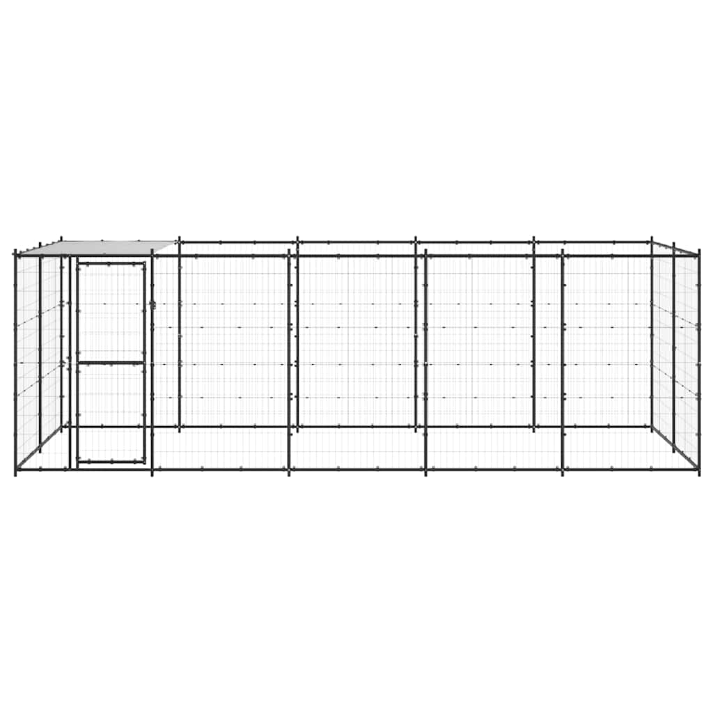 Outdoor-Hundezwinger mit Überdachung Stahl 7,26 m²