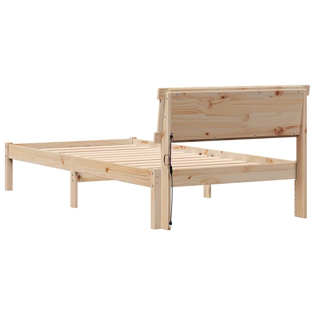 Bettgestell mit Kopfteil Braun 200 x 200 cm Massivholz Kiefer