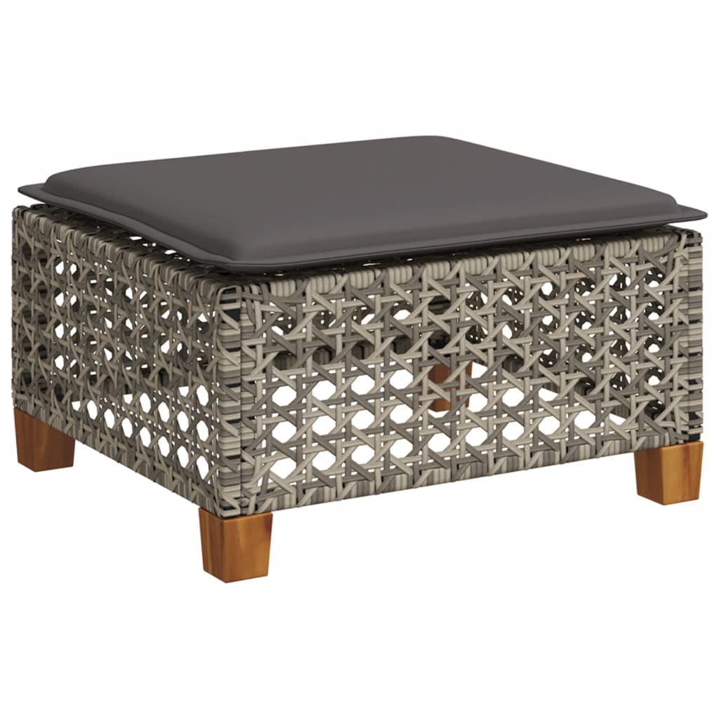 Gartenhocker mit Kissen Schwarz 63,5x56x32 cm Poly Rattan