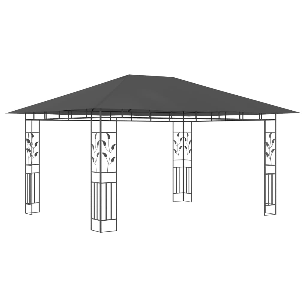 Pavillon mit Moskitonetz & LED-Lichterkette 3x3x2,73m Cremeweiß