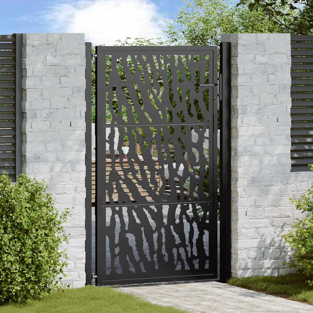 Gartentor Schwarz 100x100 cm Stahl Lichtdesign