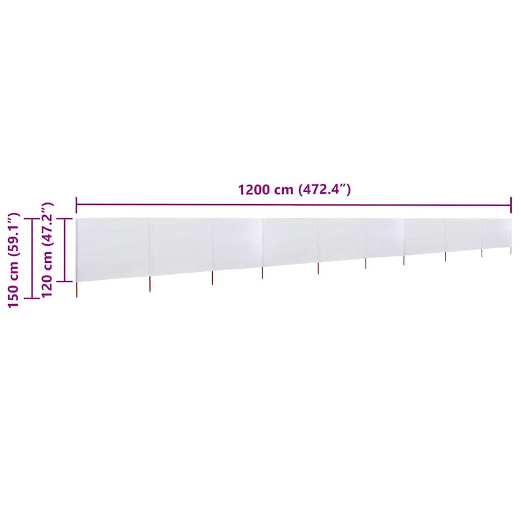 3-teiliges Windschutzgewebe 400 x 120 cm Weiß