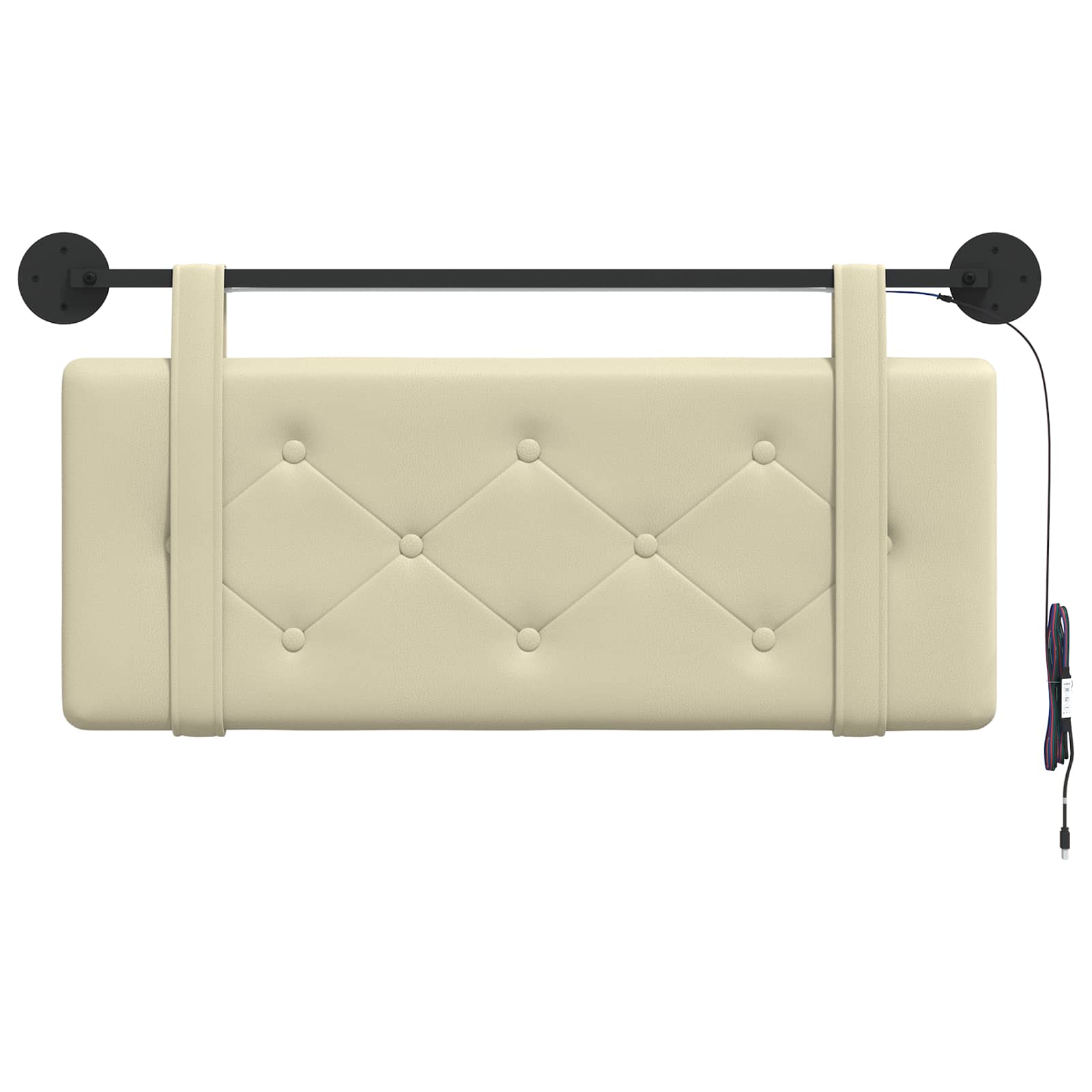 Hängendes Kopfteil Mit LED Licht Creme Kunstleder