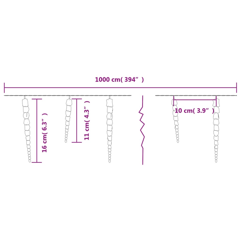 Eiszapfen-Lichterkette 200 LEDs Blau 20 m Acryl PVC