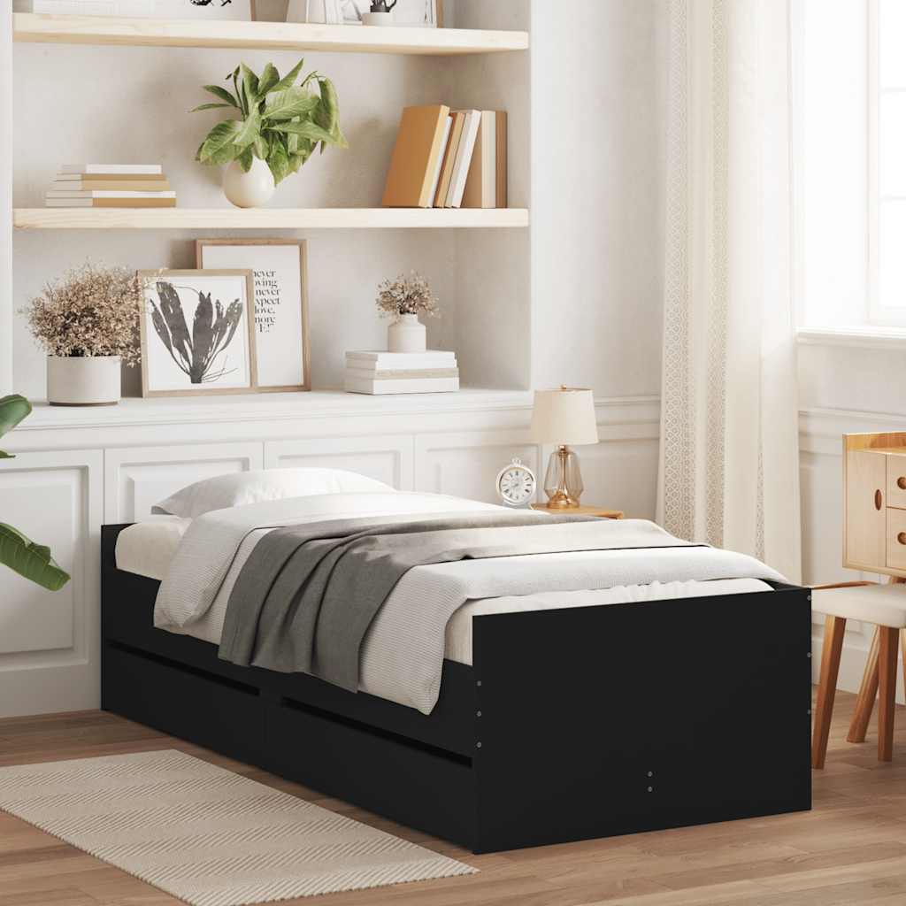 Bett mit Schubladen Braun Eiche-Optik 75x190 cm
