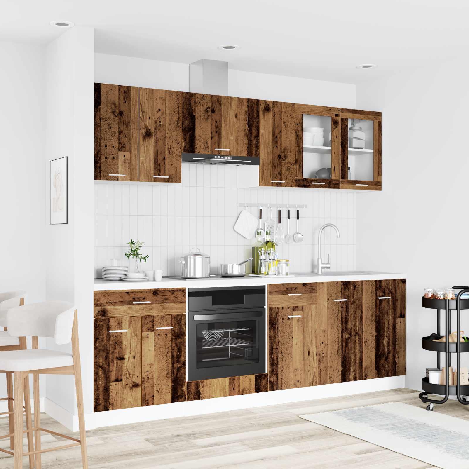 8-tlg. Küchenzeile Lyon Weiß Holzwerkstoff
