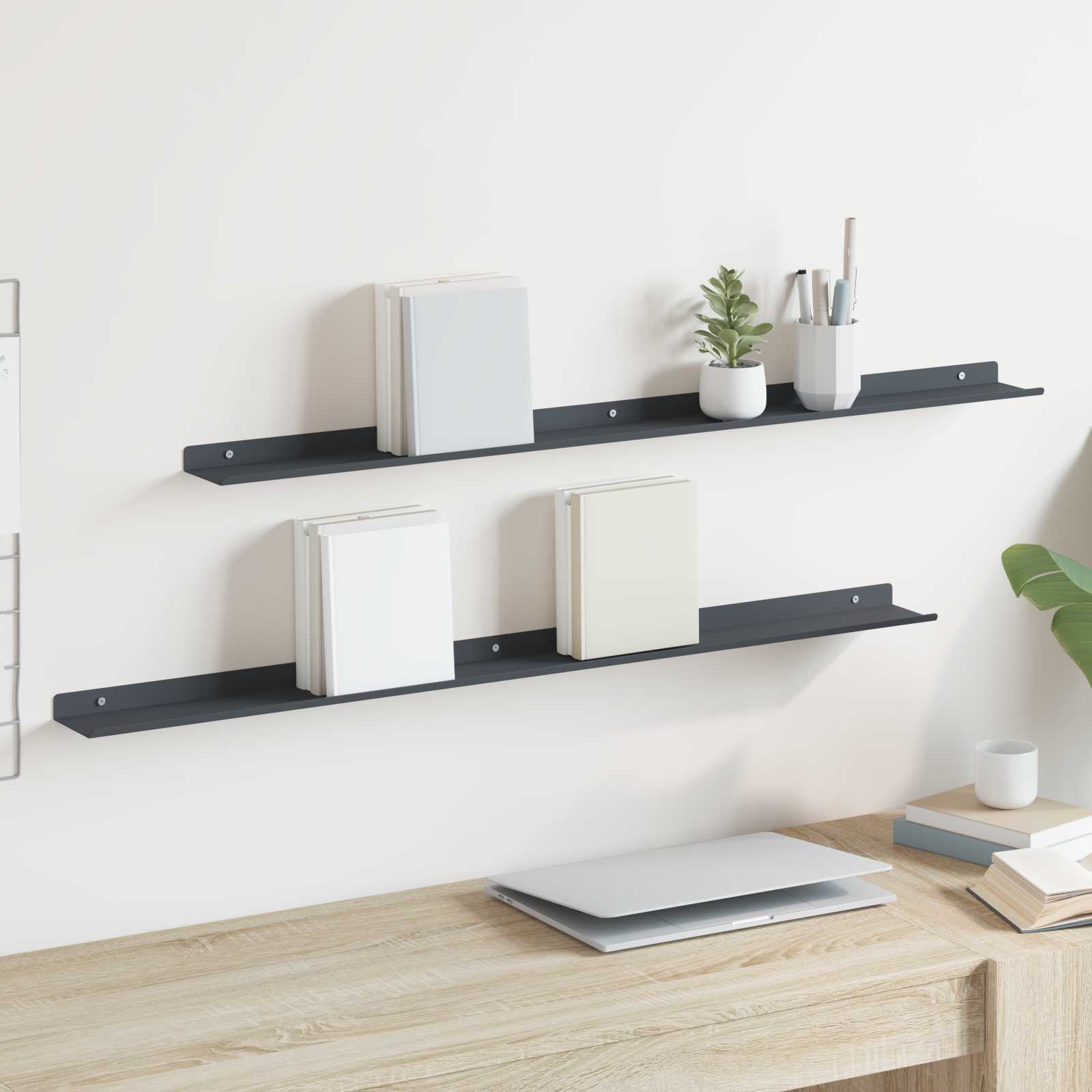 Schwebendes Regal 3 pcs Schwarz 40 x 9 x 2,5 cm Stahl