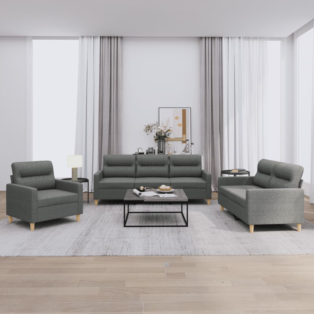 4-tlg. Sofagarnitur mit Kissen Taupe Stoff