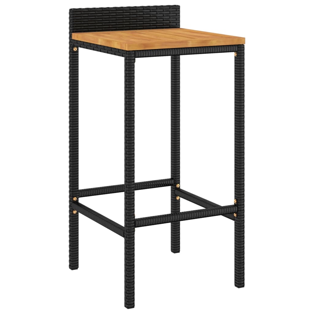 Barhocker 2 Stk. Grau Poly Rattan und Massivholz Akazie