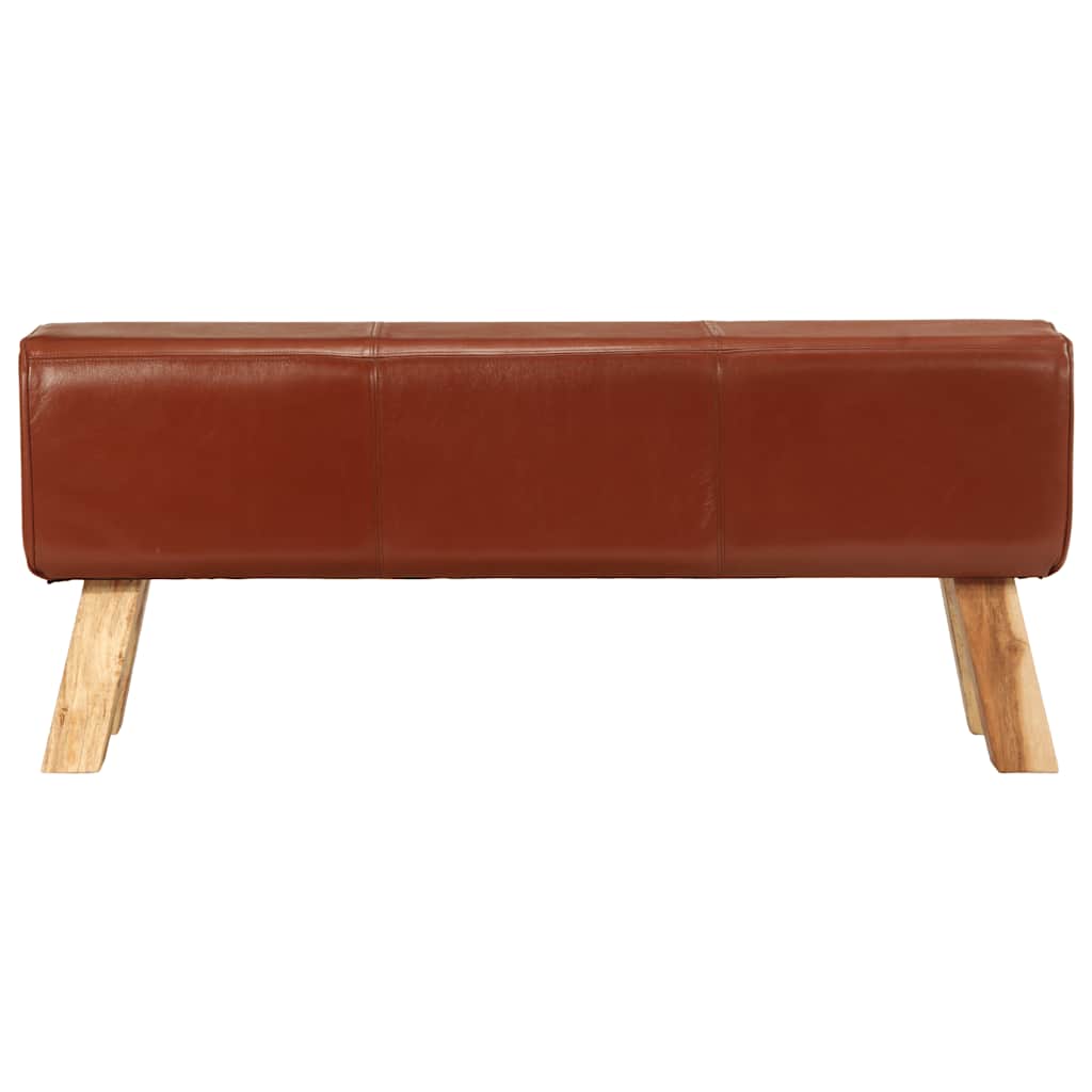 Bank Turnbock-Design 160cm Braun Echtleder Massivholz Akazie