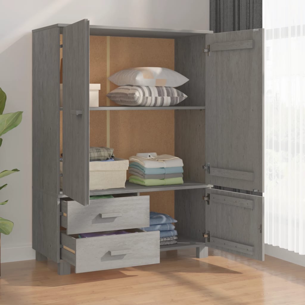 Kleiderschrank HAMAR Honigbraun 99x45x137 cm Massivholz Kiefer