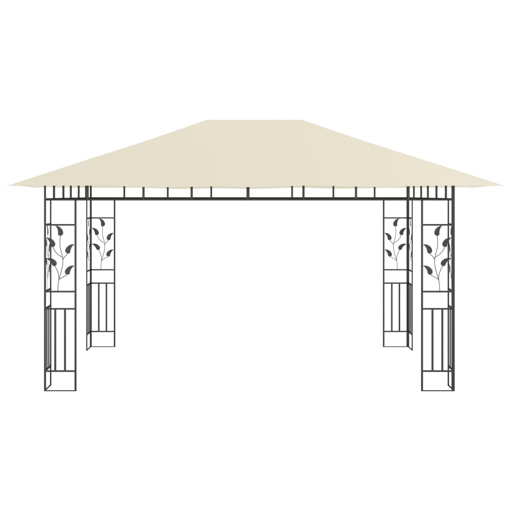 Pavillon mit Moskitonetz & LED-Lichterkette 3x3x2,73m Cremeweiß