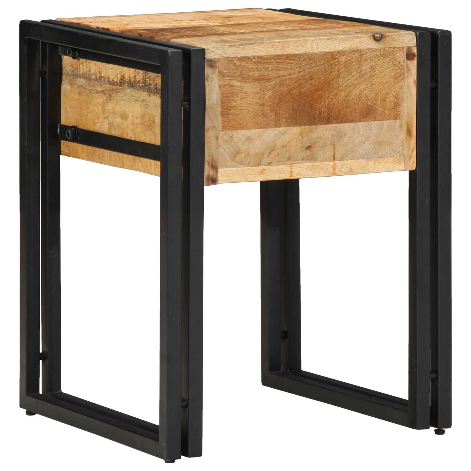 Beistelltisch mit Schubladen 40 x 40 x 50 cm Massivholz Mango