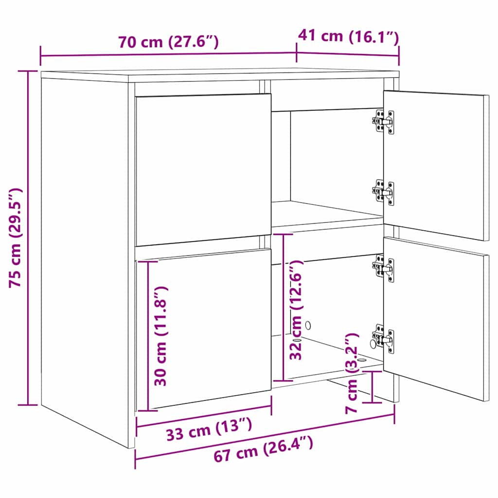 2-tlg. Sideboard Weiß Holzwerkstoff