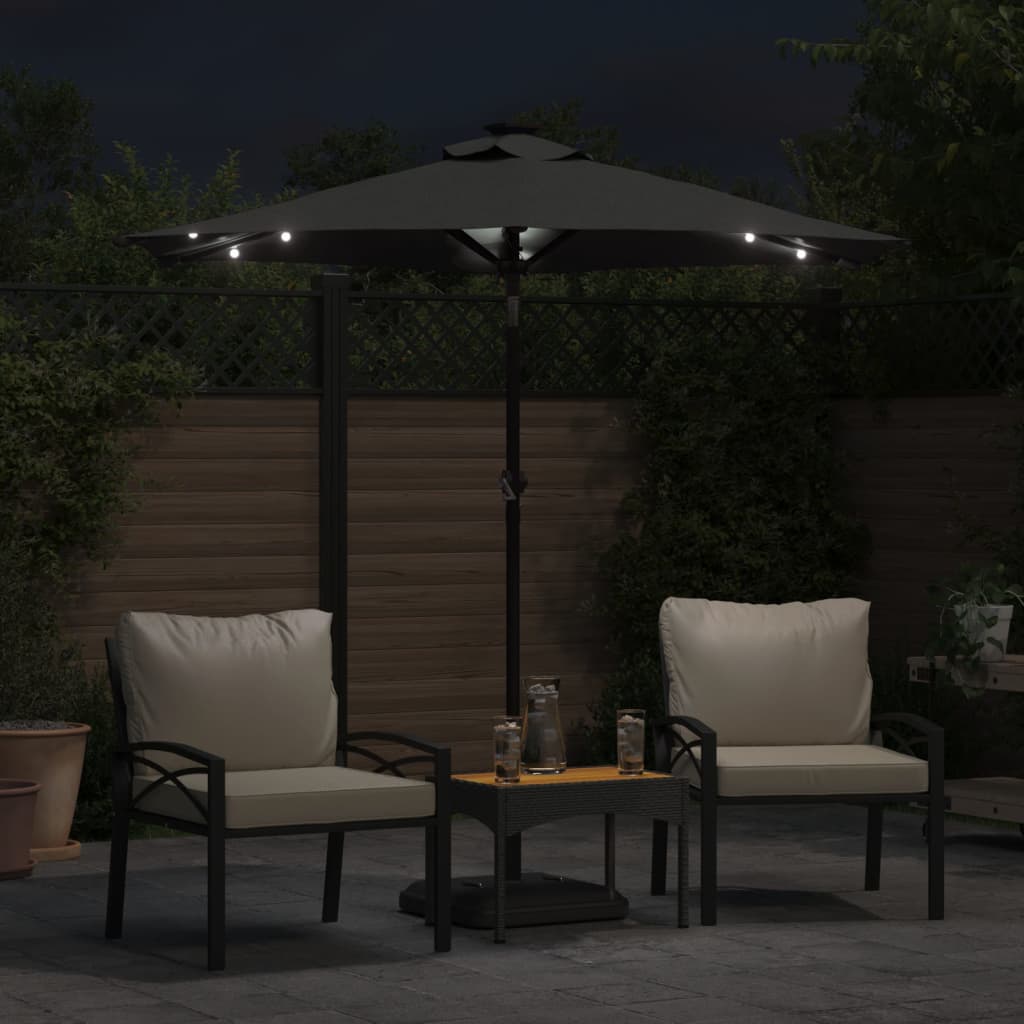 Sonnenschirm mit LED und Stahlmast Weiß 225x225x212 cm