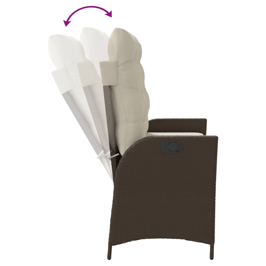Gartenbank Verstellbar mit Kissen Schwarz Poly Rattan