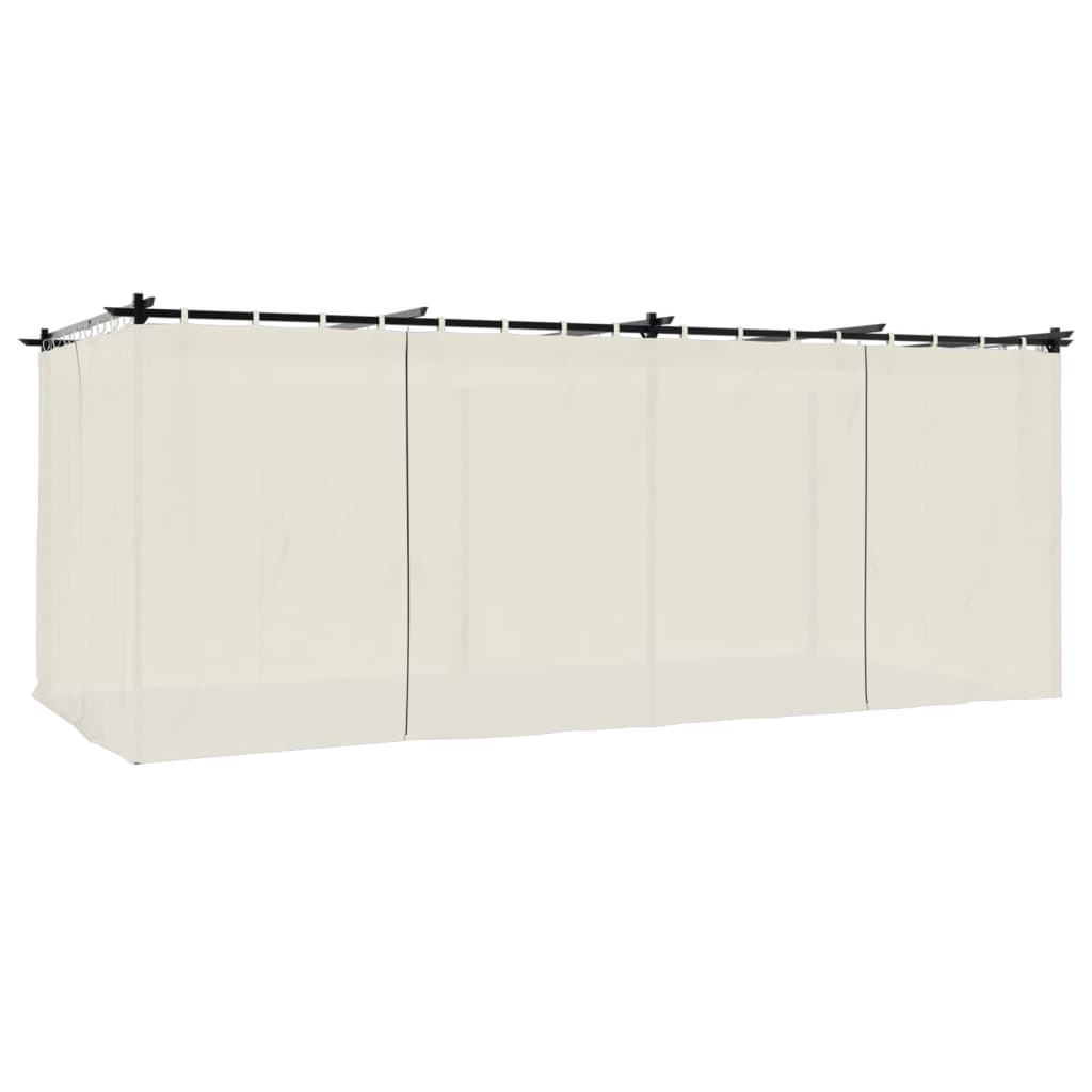 Pavillon mit Vorhängen Creme 3x3 m Stahl