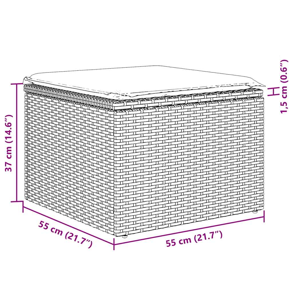 10-tlg. Garten-Sofagarnitur mit Kissen Schwarz Poly Rattan