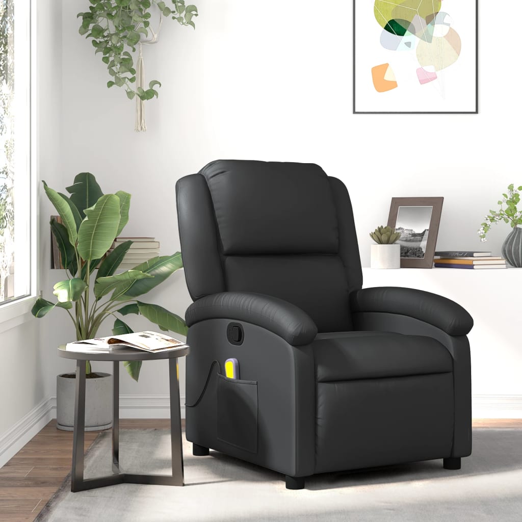 Relaxsessel Echtleder Schwarz