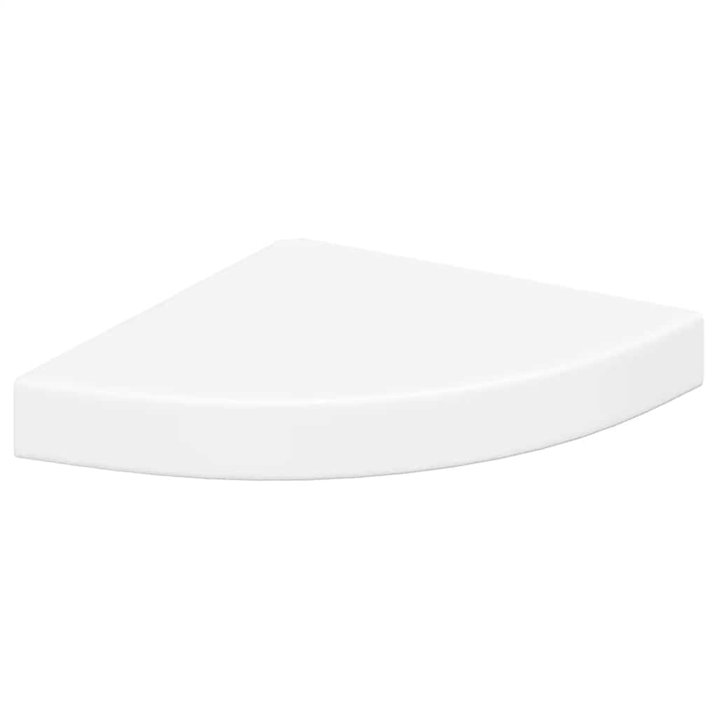Schwebende Eckregale 2 Stk. Hochglanz-Weiß 25x25x3,8 cm MDF