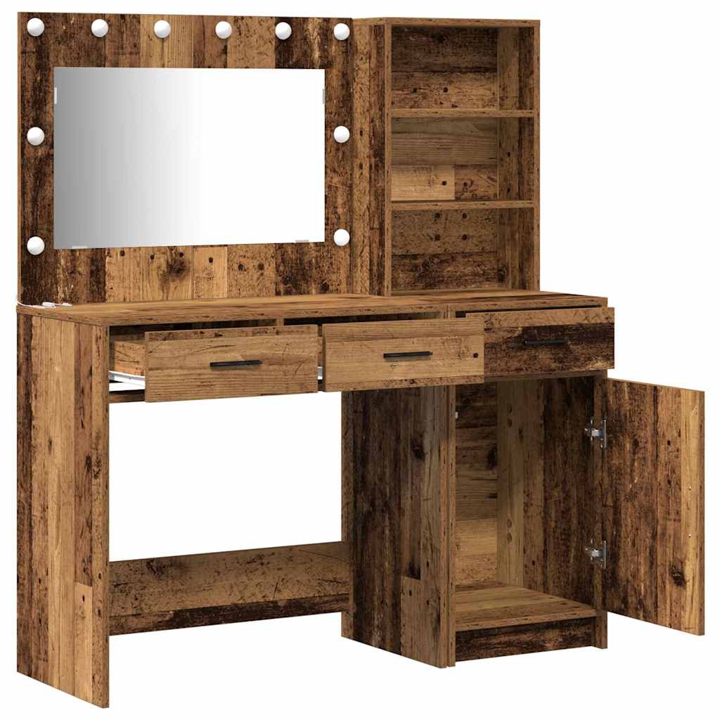 Schminktisch mit Spiegelbeleuchtung 2 pcs Weiß Holzwerkstoff