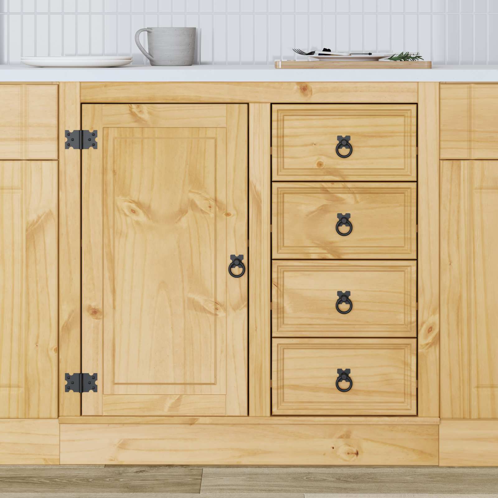 Schrank SKI Honigbraun 60 x 46 x 81,5 cm Massives Kiefernholz