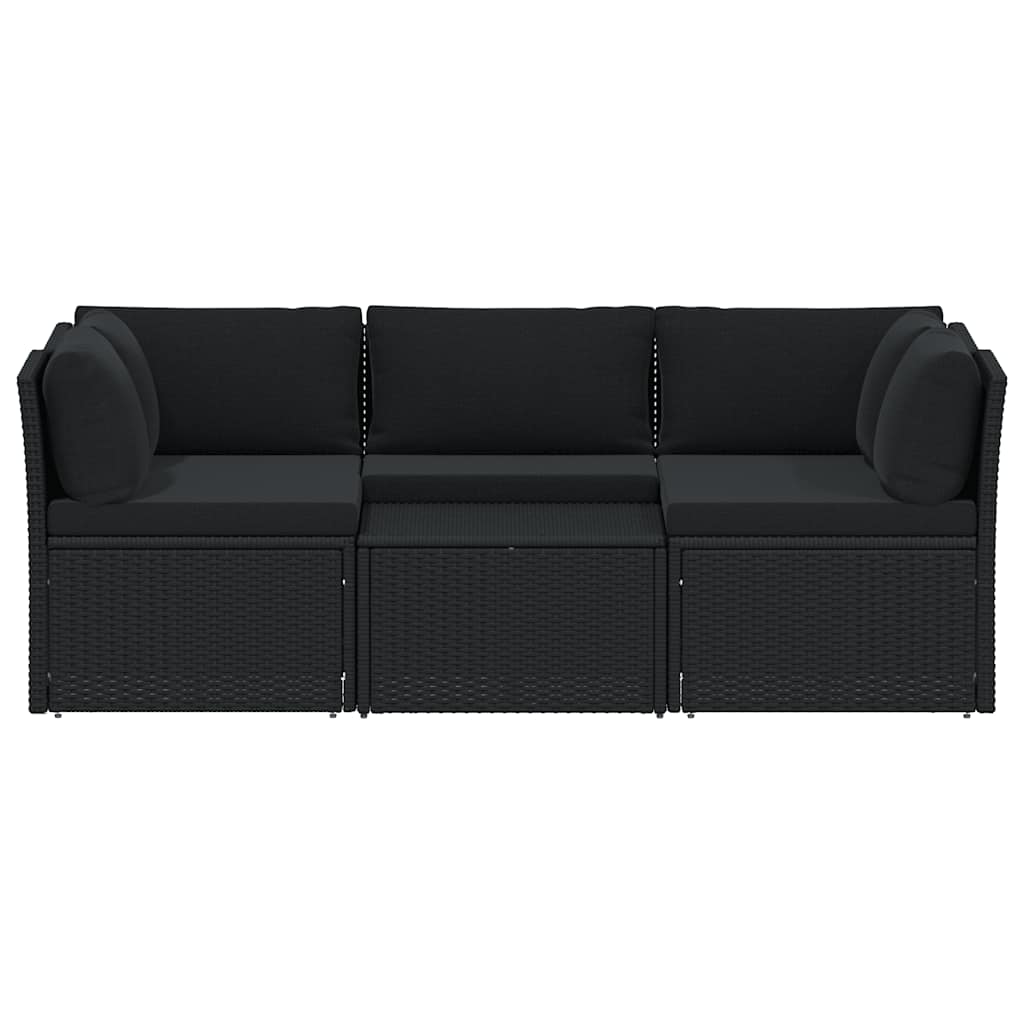 4-tlg. Garten-Lounge-Set mit Polstern Poly Rattan Grau