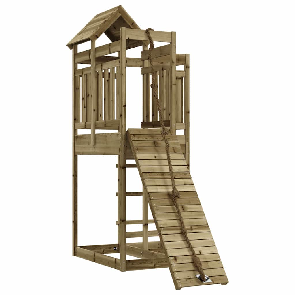 Spielturm mit Kletterwand Massivholz Kiefer