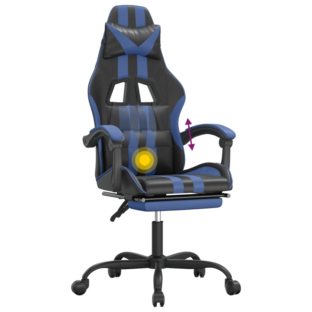 Gaming-Stuhl Drehbar Schwarz und Blau Kunstleder