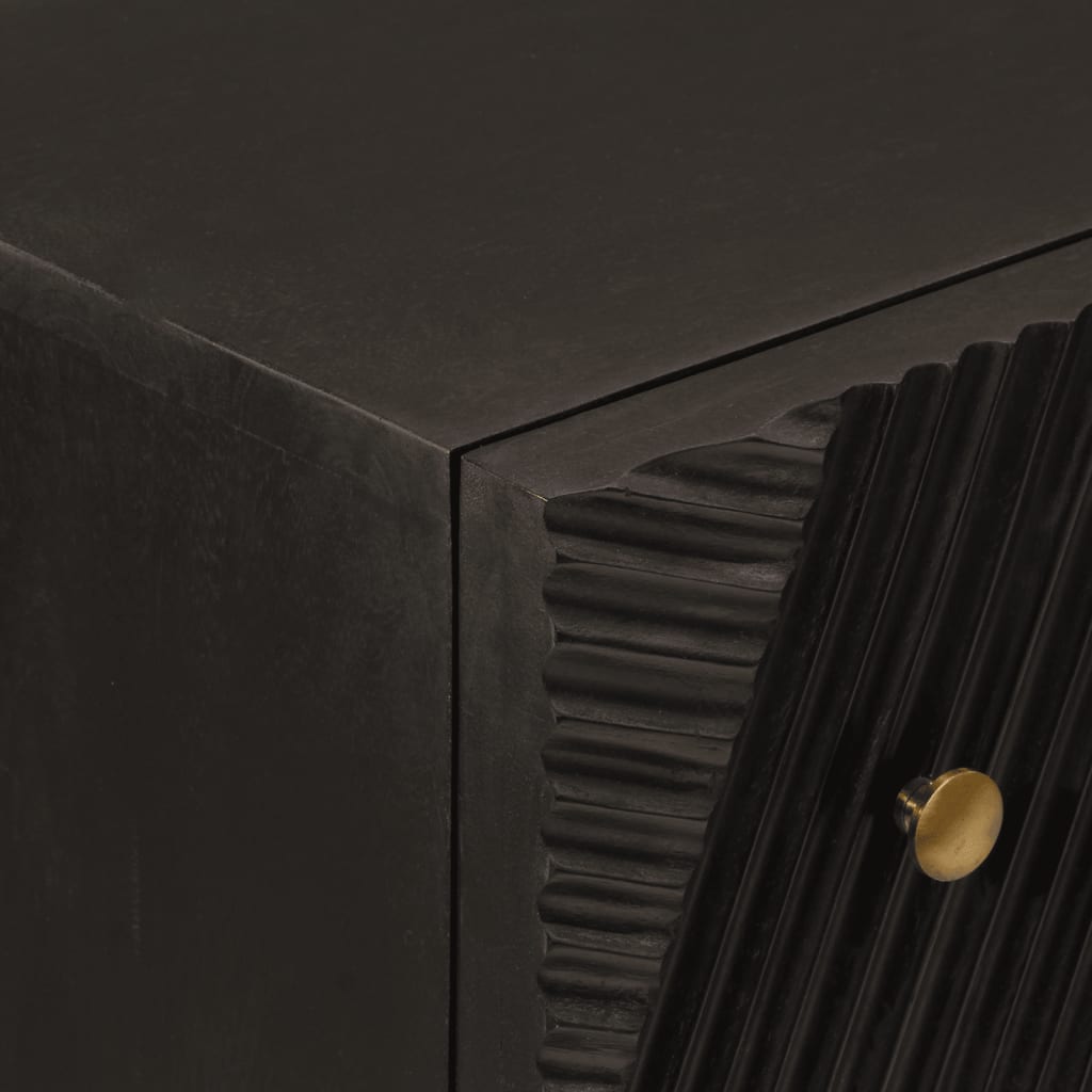 Nachttisch Schwarz 40x30x50 cm Massivholz Mango und Eisen