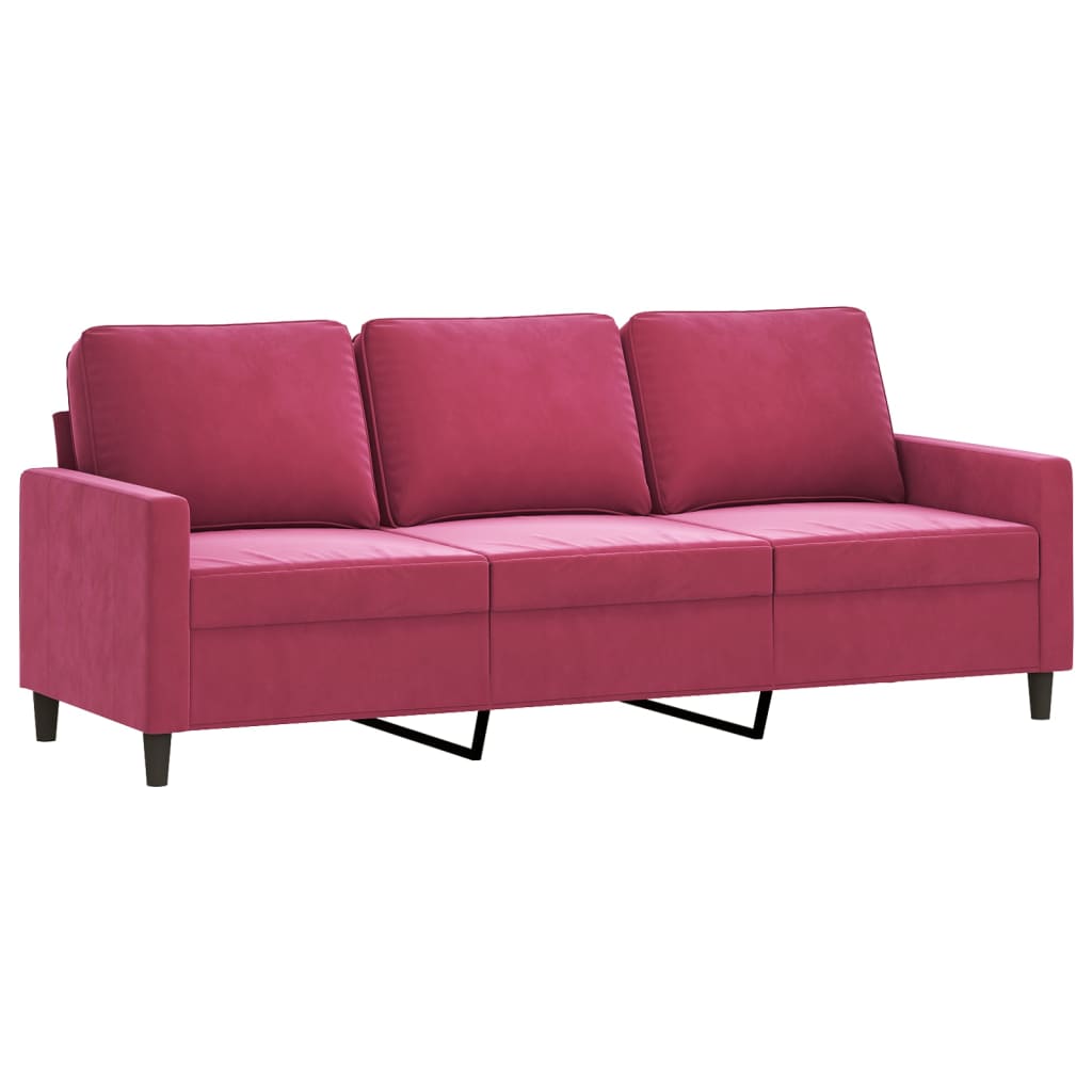 3-tlg. Sofagarnitur mit Kissen Rosa Samt